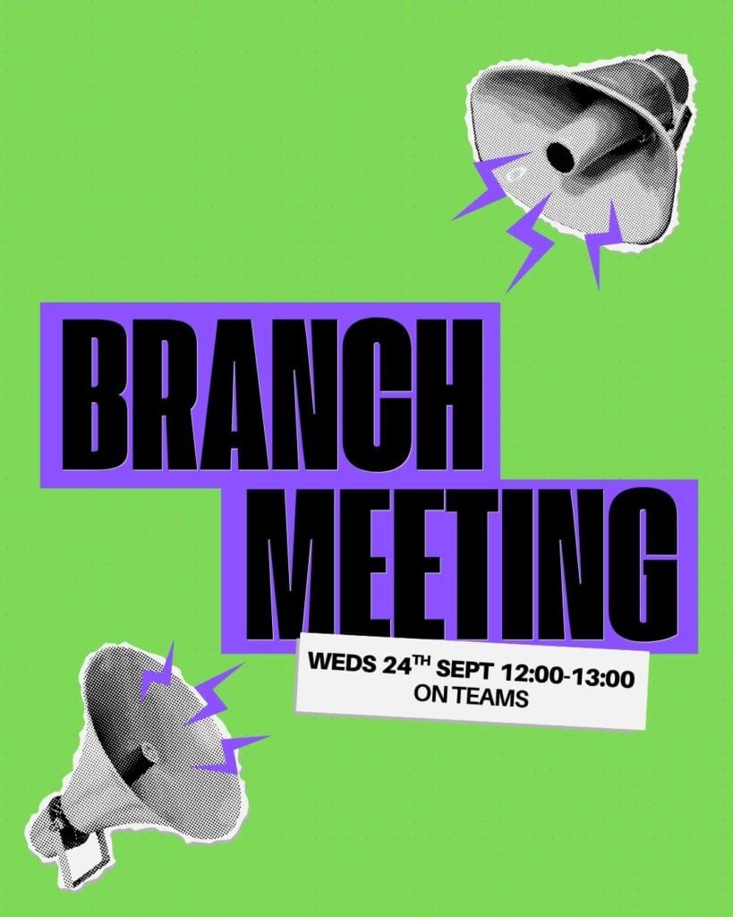 UoB UNISON Branch Meeting: Wednesday 24th September at 12:00